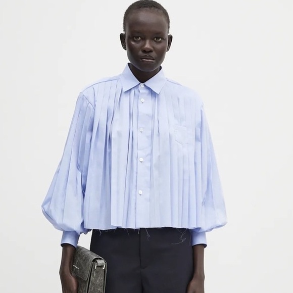 Undercover Tops - Undercover Jun Takahashi Blue Pleated Button Down Shirt